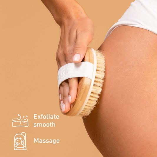 Hair Care and Massage Bundle: Bath Brush and Rubber Massager with Lotus wooden handle + 100% Natural Coconut Oil Hair Mask 10 Oz-1