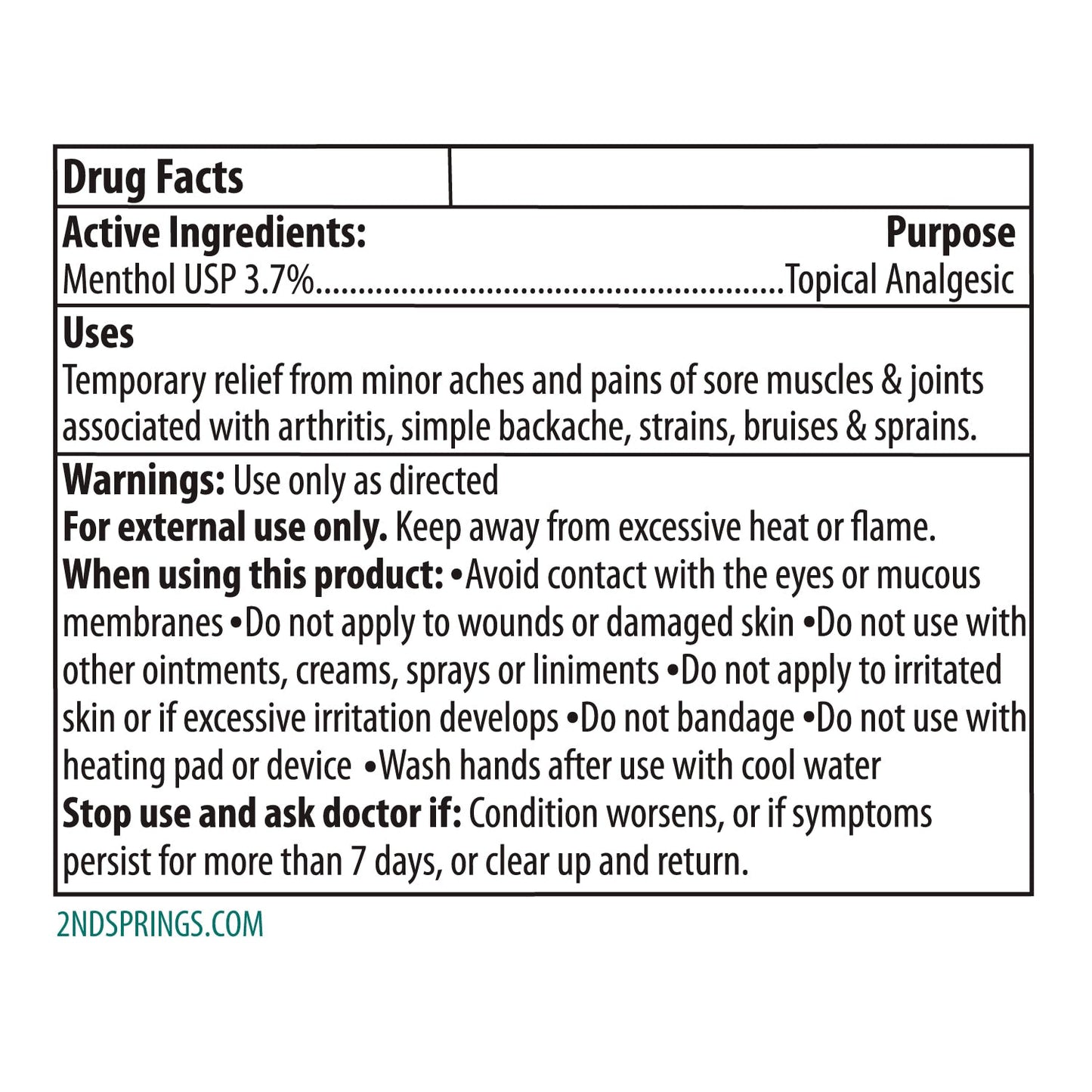 2nd Springs Restore Pain Relief Cream-4