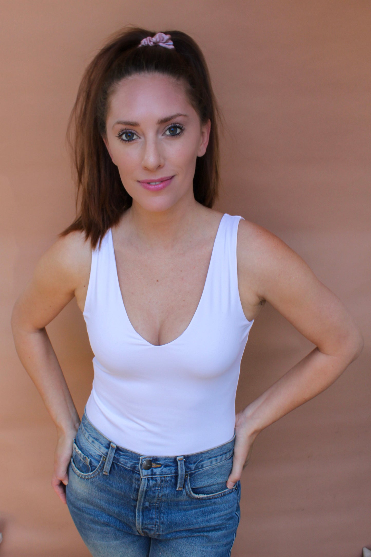 Skinny Washed Satin Hair Scrunchie, Blush-2