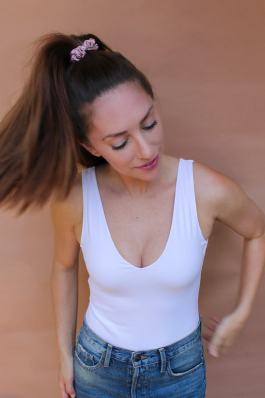 Skinny Washed Satin Hair Scrunchie, Blush-0