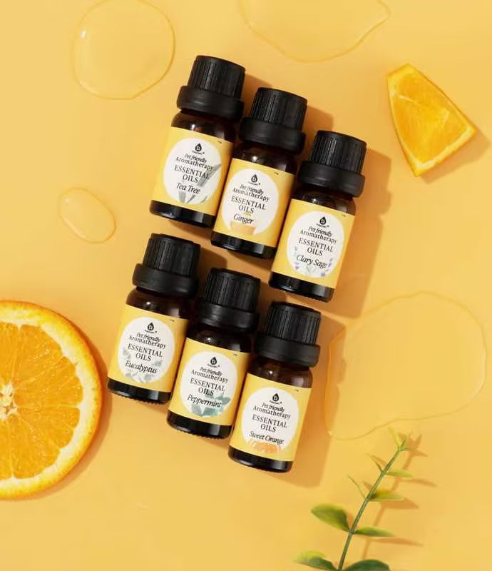 Pet-Friendly Aromatherapy Essential Oils Collection - Cedarwood, Chamomile, Frankincense, Ginger, Lavender, and Rosemary-2