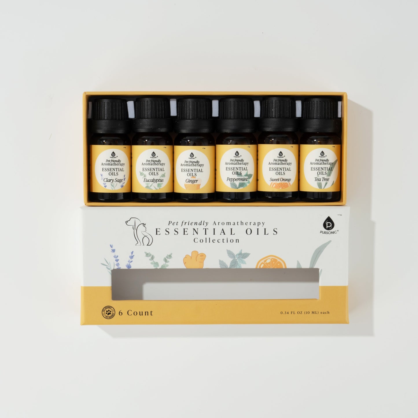 Pet-Friendly Aromatherapy Essential Oils Collection - Cedarwood, Chamomile, Frankincense, Ginger, Lavender, and Rosemary-0