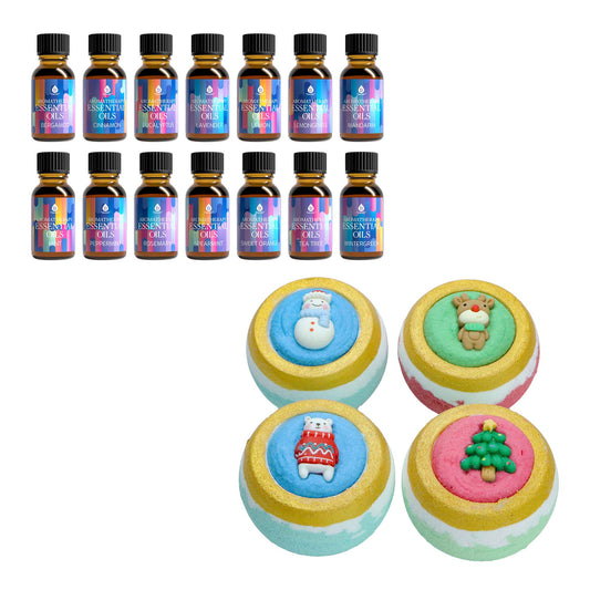 Holiday Bliss Gift Set: Aromatherapy Bath Bombs & Essential Oils-0
