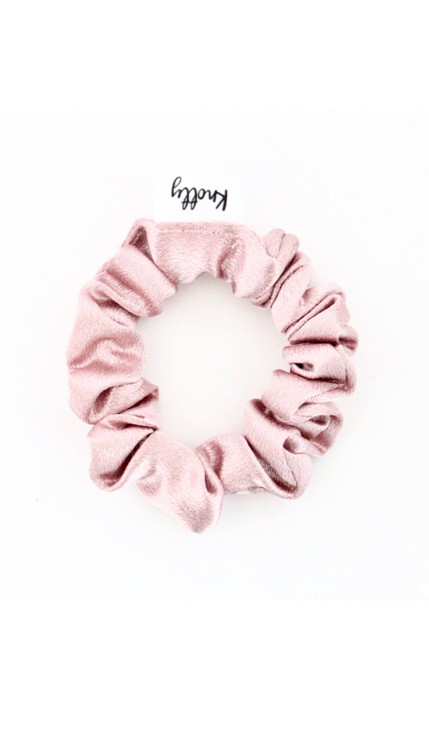 Skinny Washed Satin Hair Scrunchie, Blush-1
