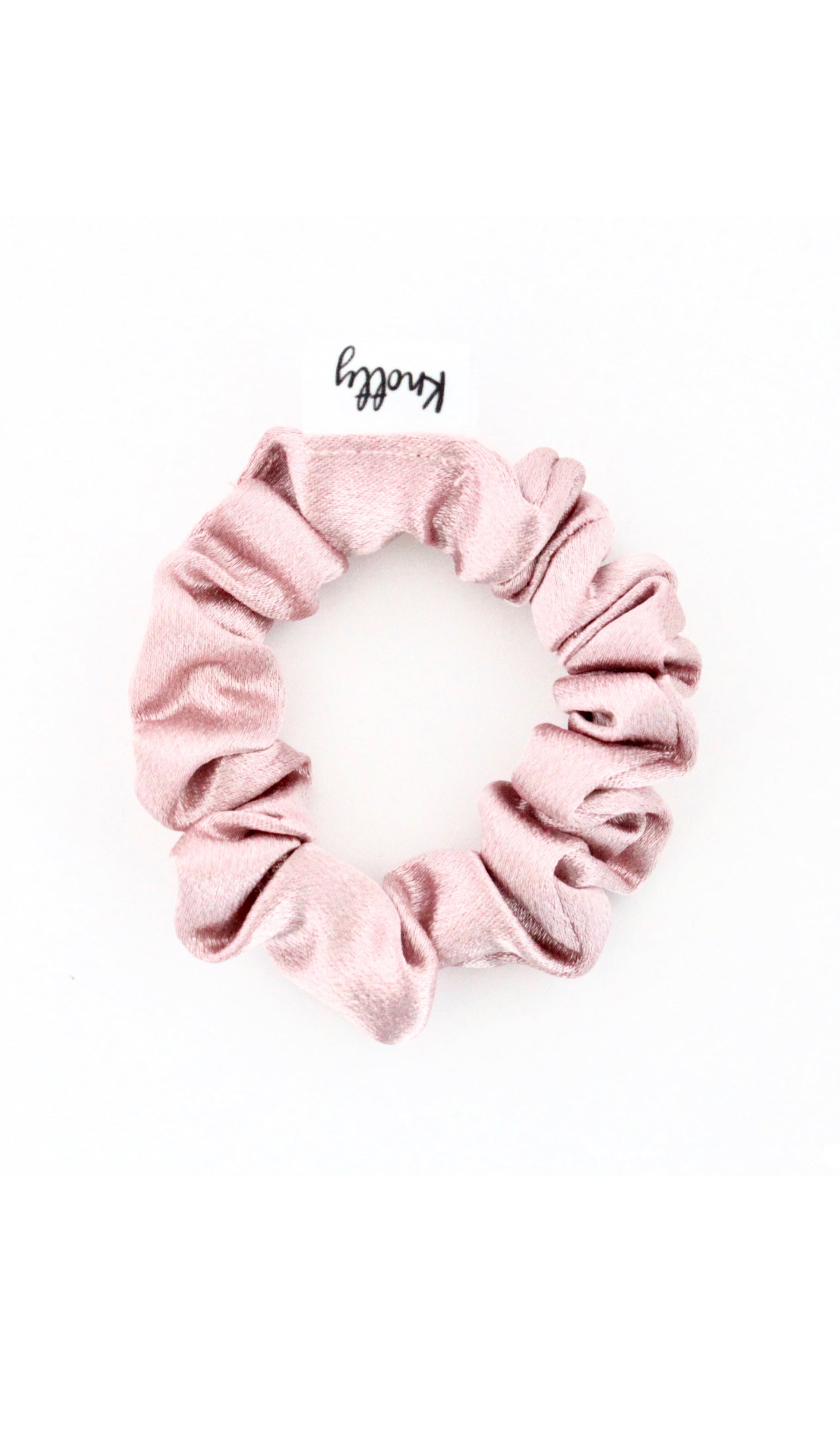 Skinny Washed Satin Hair Scrunchie, Blush-1