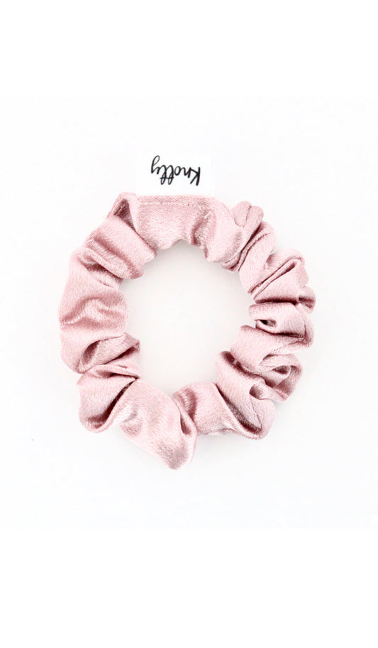 Skinny Washed Satin Hair Scrunchie, Blush-1