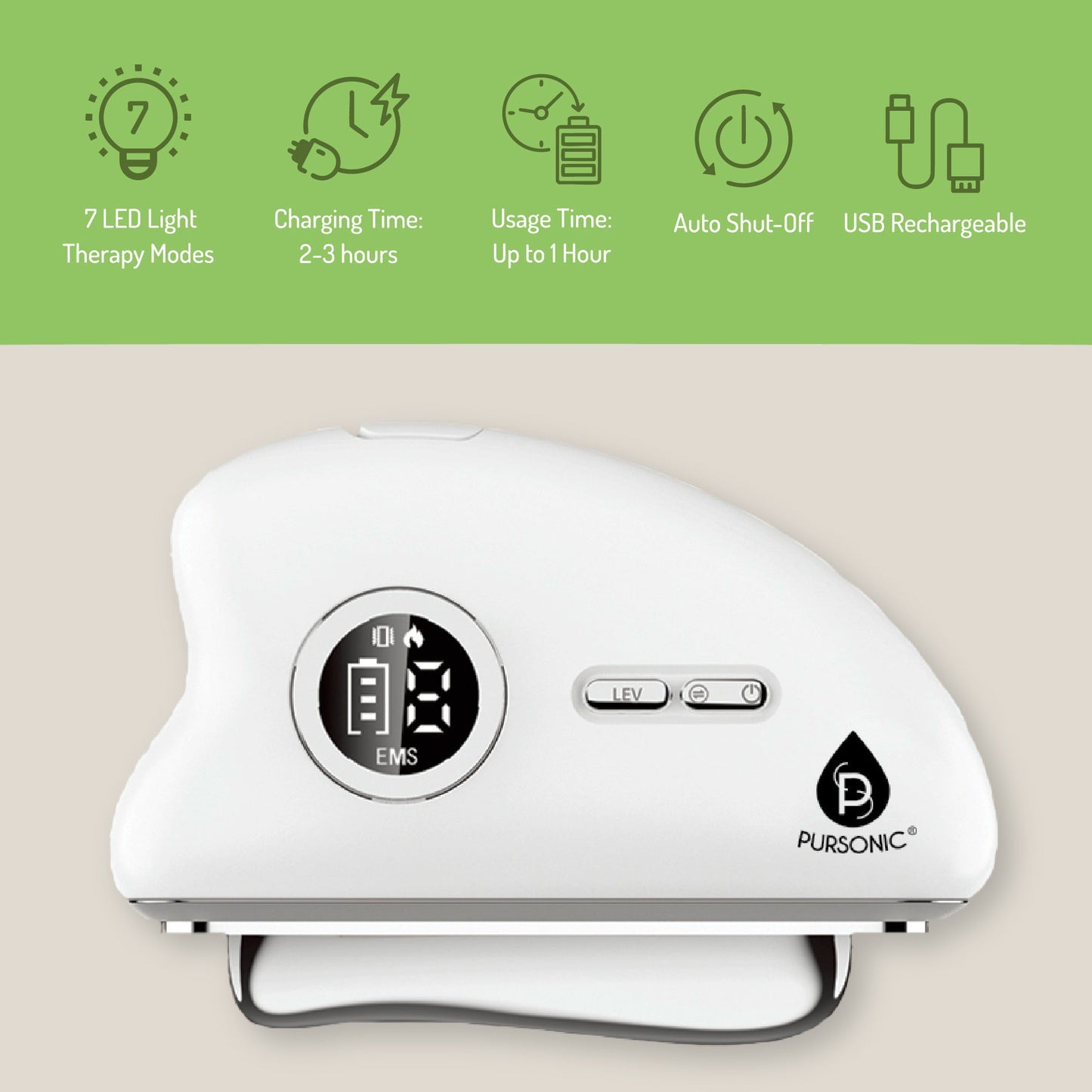 Pursonic Glow & Recovery Bundle: 7-in-1 LED Light Therapy Wand + 3-Speed Massage Gun-2