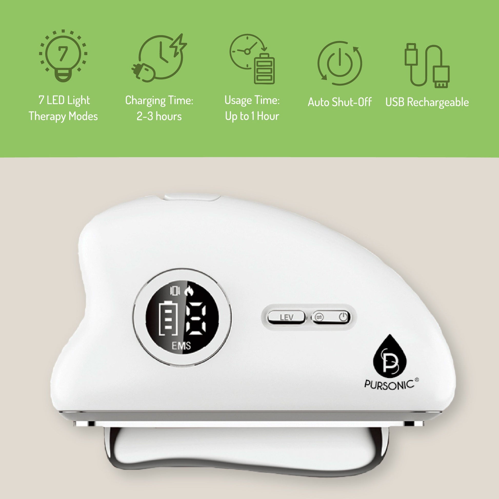 Pursonic Glow & Recovery Bundle: 7-in-1 LED Light Therapy Wand + 3-Speed Massage Gun-2