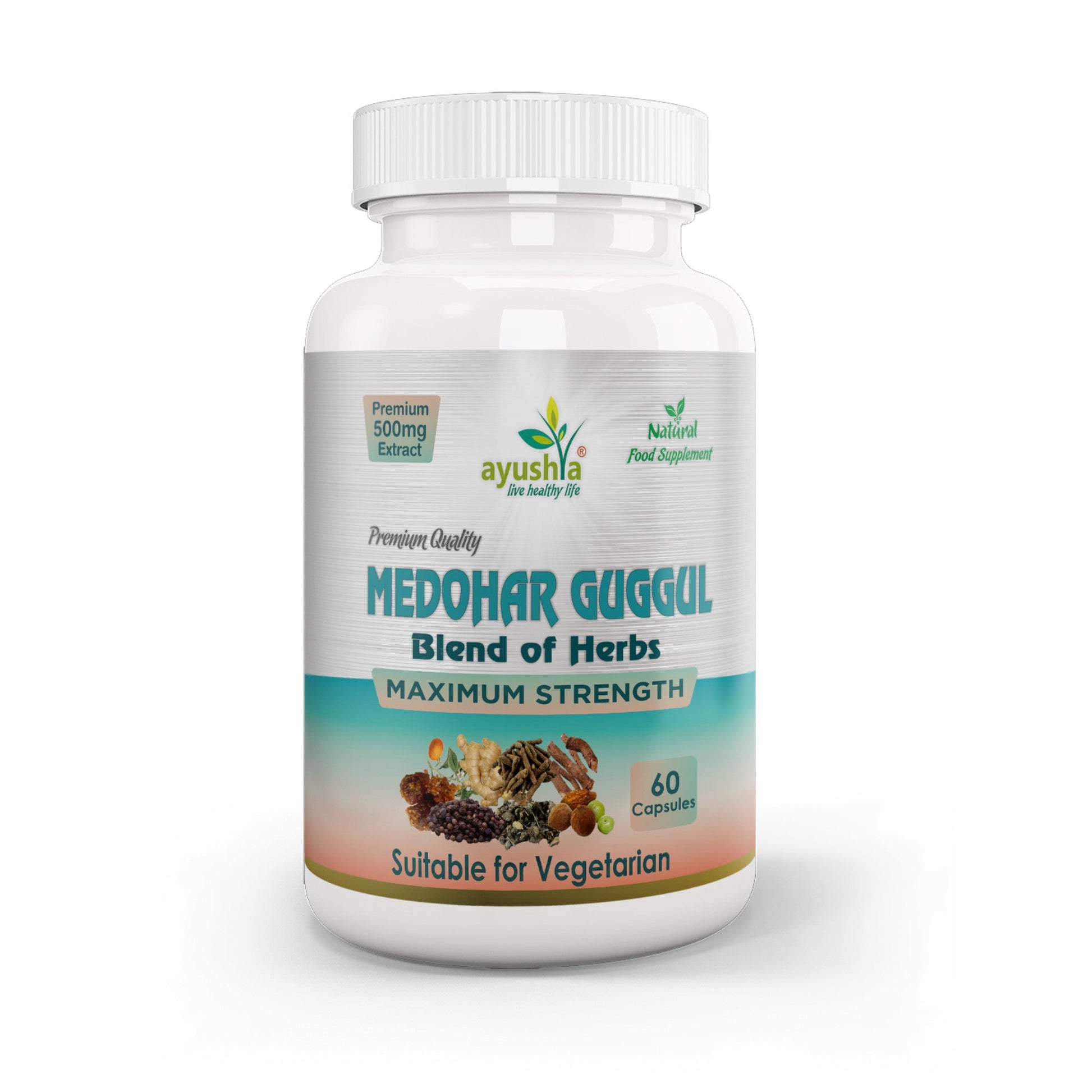 Ayushya Medohar Guggul Capsules (Wellness Guggul) Healthy Weight Support - Vegan, Gluten Free, Non-GMO, 60 Capsules-0