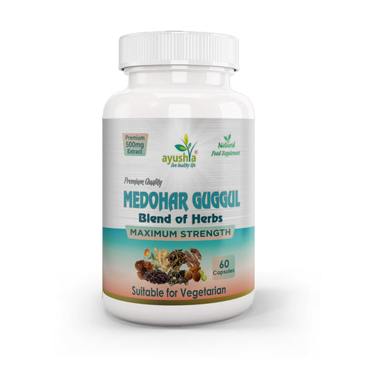 Ayushya Medohar Guggul Capsules (Wellness Guggul) Healthy Weight Support - Vegan, Gluten Free, Non-GMO, 60 Capsules-0