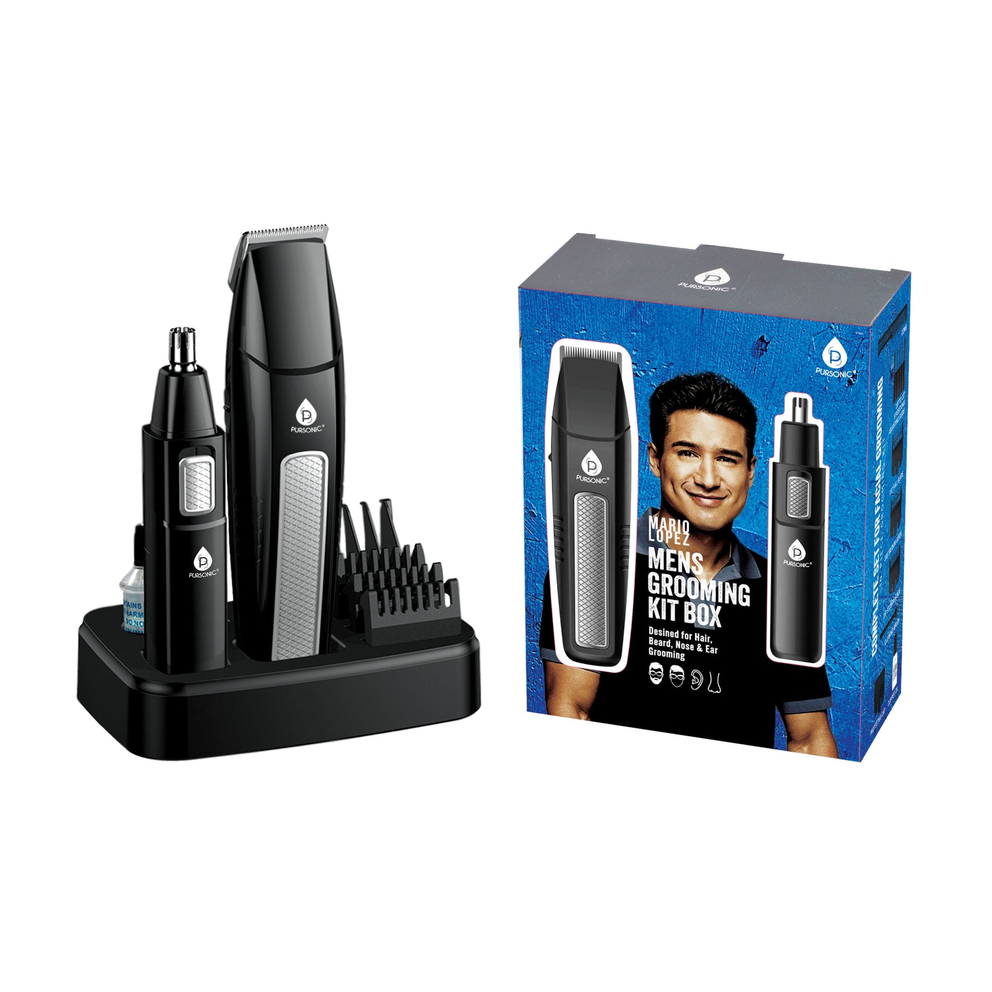 Mario Lopez Mens Grooming Kit , Designed for Hair, Beard, Nose & Ear Grooming, 10 Piece Grooming Kit-0