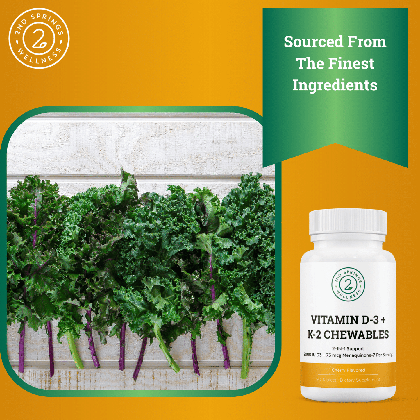 Vitamin D3 + K2 (Menaquinone-7) Chewable Tabs-3