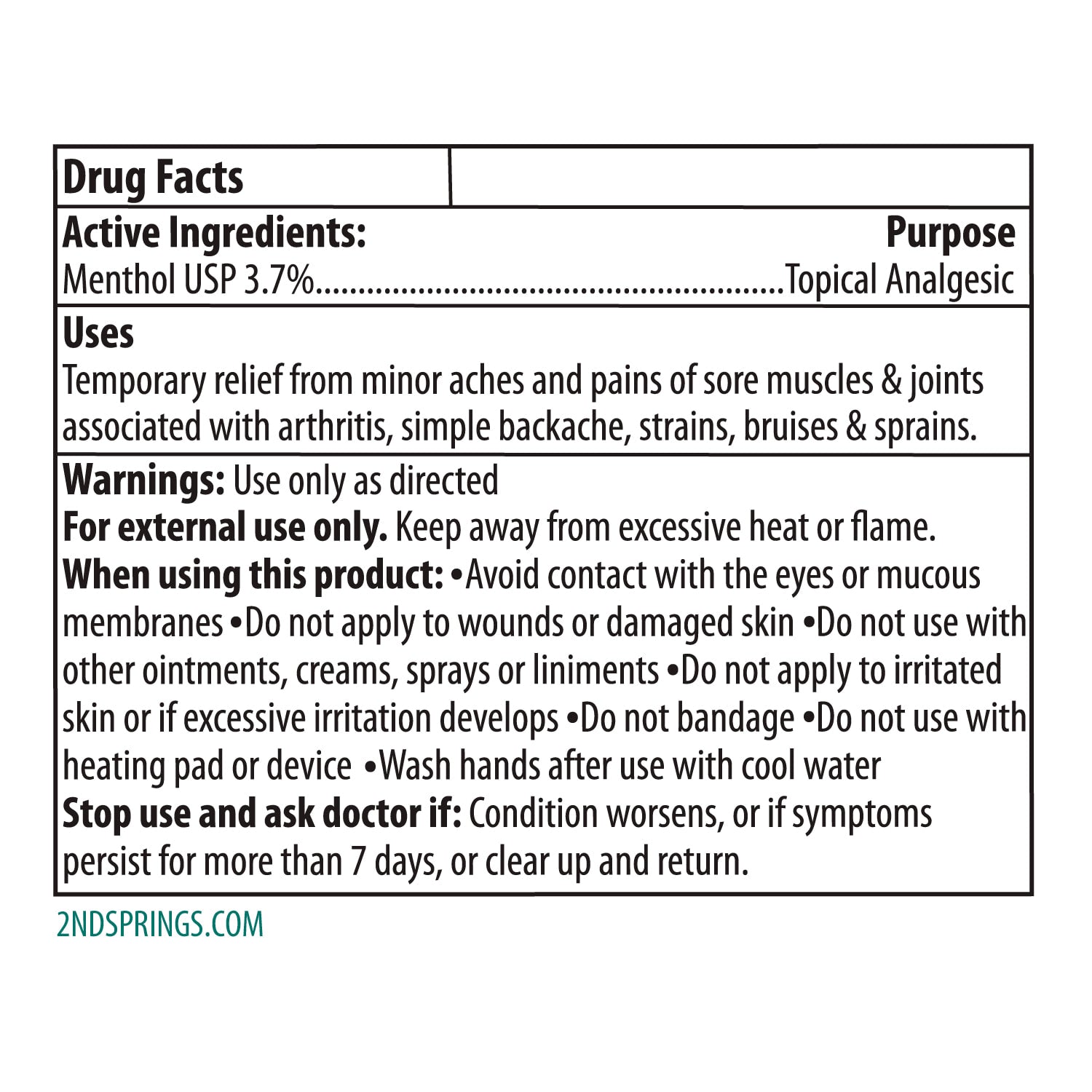 2nd Springs Restore Pain Relief Cream-4