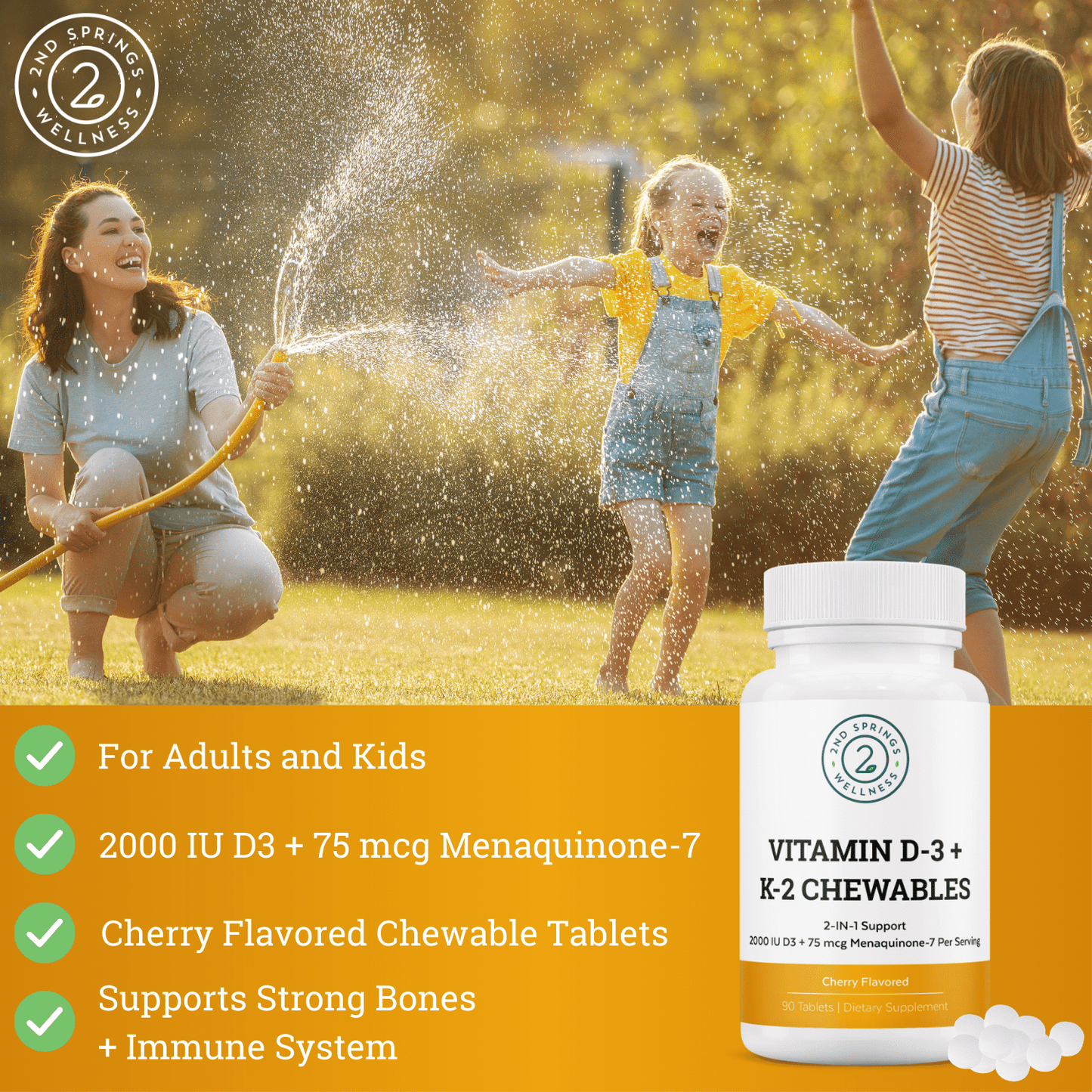 Vitamin D3 + K2 (Menaquinone-7) Chewable Tabs-1